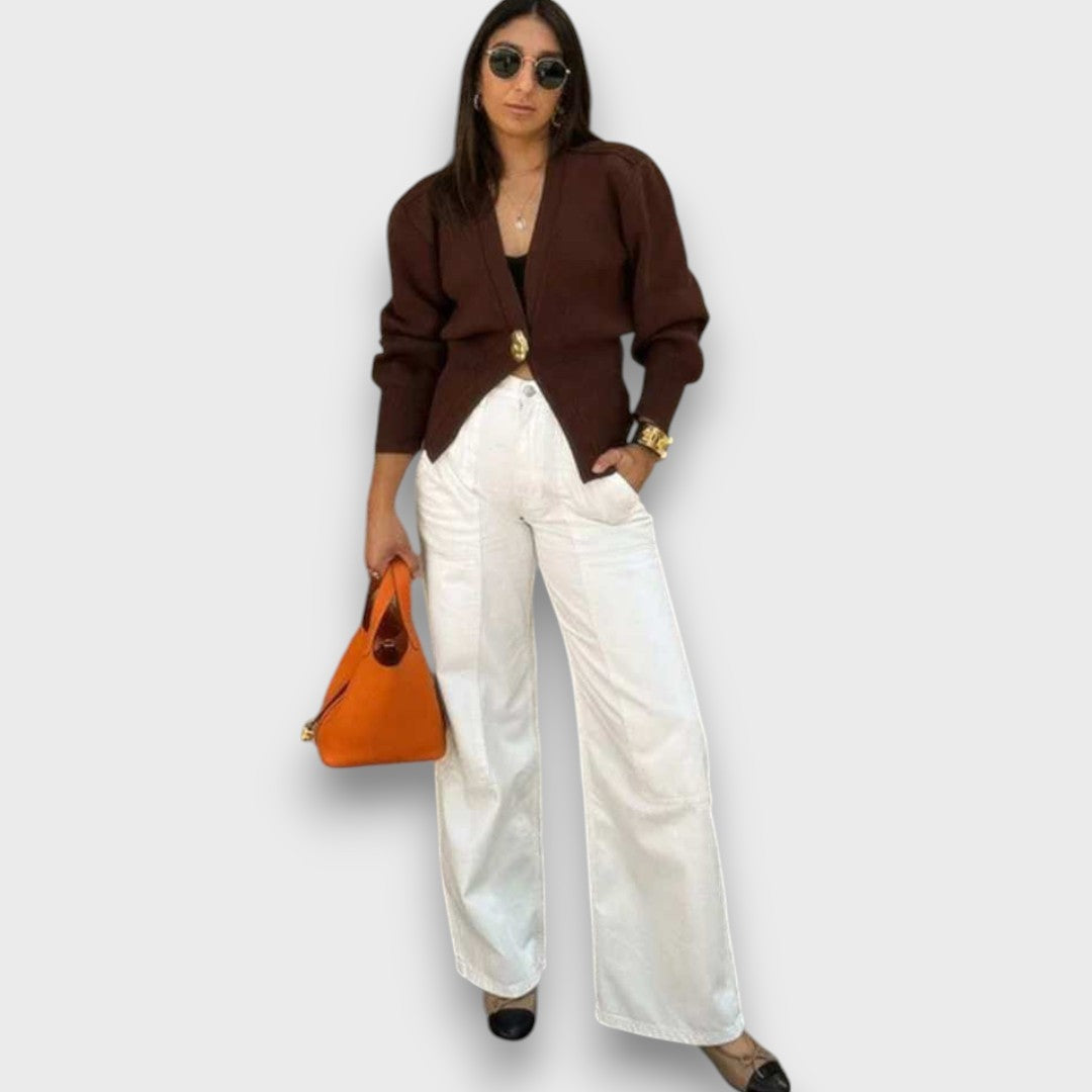 Enea – Cardigan col V profond avec bouton doré