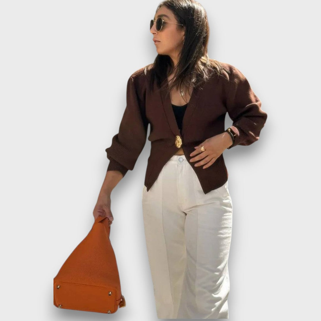 Enea – Cardigan col V profond avec bouton doré